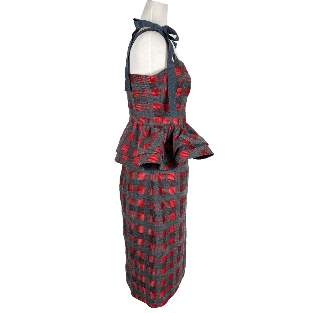 Silvia Tcherassi Dakia Top and Delaney Skirt Set Red Gray Plaid Wool Blend L - Picture 5 of 9